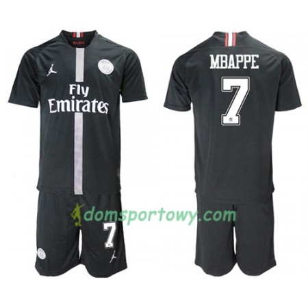 Koszulka Paris Saint-Germain Mbappe 7 Jodan Czarny Dziecięcy Trzeci Koszulki Piłkarskie 2018-2019 Krótki Rękaw